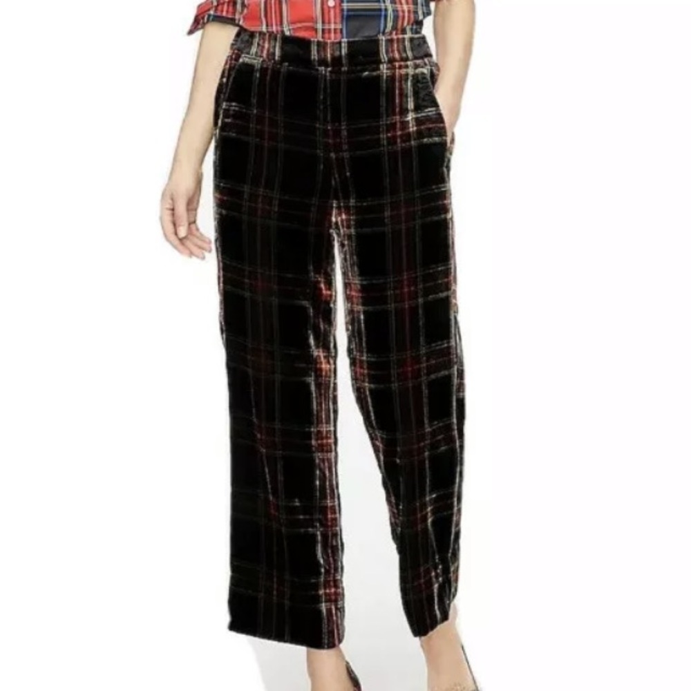 J.CREW Peyton Pull-On Plaid Velvet Pants Holiday 8